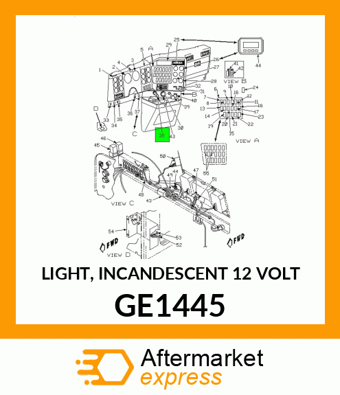 LIGHT, INCANDESCENT 12 VOLT GE1445