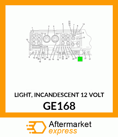 LIGHT, INCANDESCENT 12 VOLT GE168