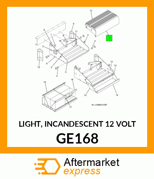 LIGHT, INCANDESCENT 12 VOLT GE168