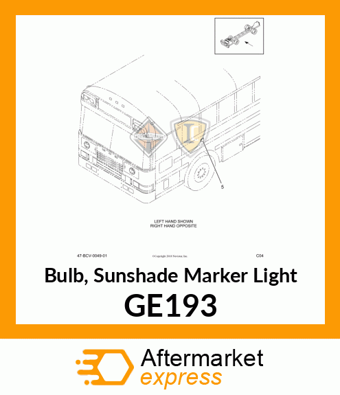 Bulb, Sunshade Marker Light GE193