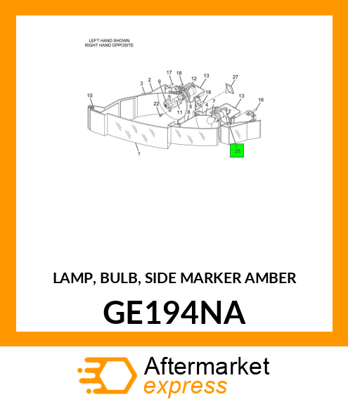 LAMP, BULB, SIDE MARKER AMBER GE194NA