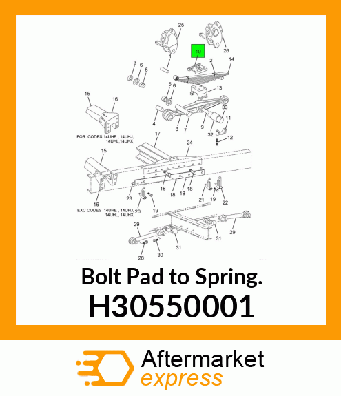 Bolt Pad to Spring. H30550001