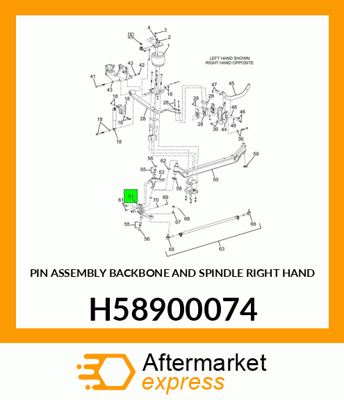 PIN ASSEMBLY BACKBONE AND SPINDLE RIGHT HAND H58900074