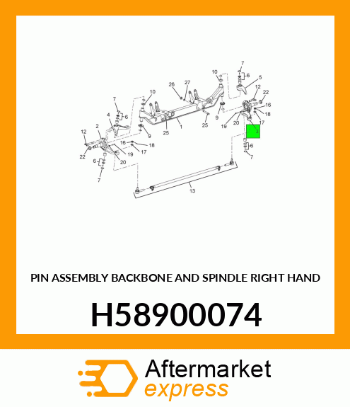 PIN ASSEMBLY BACKBONE AND SPINDLE RIGHT HAND H58900074