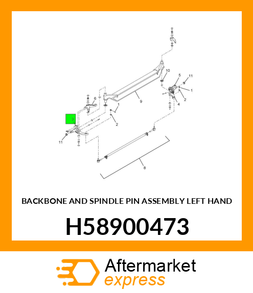 BACKBONE AND SPINDLE PIN ASSEMBLY LEFT HAND H58900473