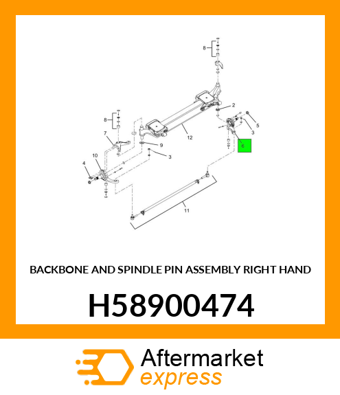 BACKBONE AND SPINDLE PIN ASSEMBLY RIGHT HAND H58900474