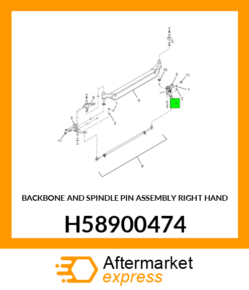 BACKBONE AND SPINDLE PIN ASSEMBLY RIGHT HAND H58900474