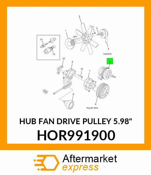 HUB FAN DRIVE PULLEY 5.98" HOR991900