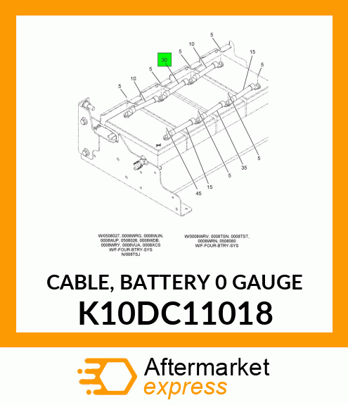 CABLE, BATTERY 0 GAUGE K10DC11018