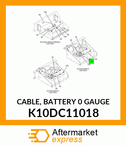 CABLE, BATTERY 0 GAUGE K10DC11018