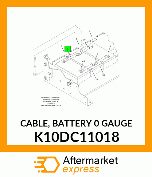 CABLE, BATTERY 0 GAUGE K10DC11018