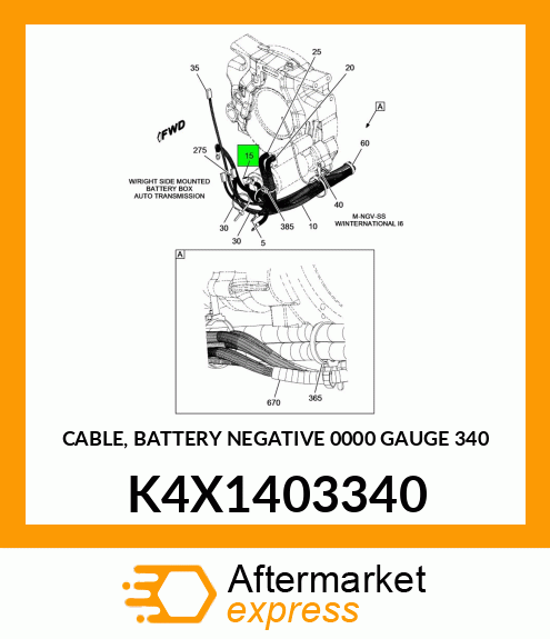 CABLE, BATTERY NEGATIVE 0000 GAUGE 340 K4X1403340