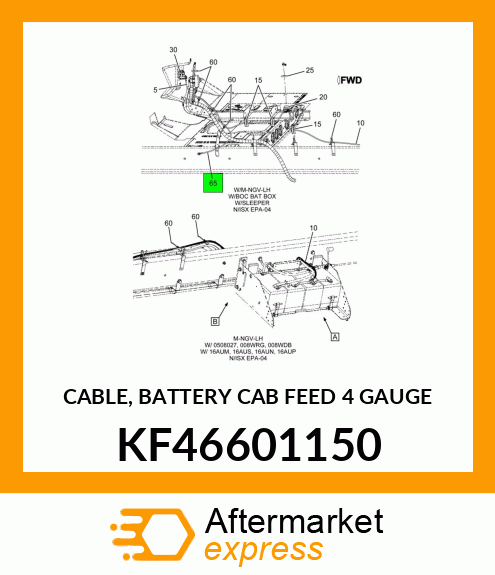CABLE, BATTERY CAB FEED 4 GAUGE KF46601150