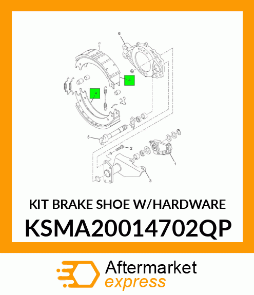 KIT BRAKE SHOE W/HARDWARE KSMA20014702QP