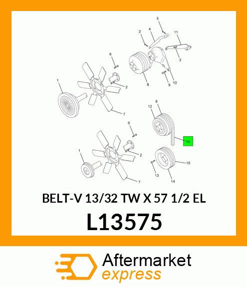 BELT-V 13/32 TW X 57 1/2 EL L13575