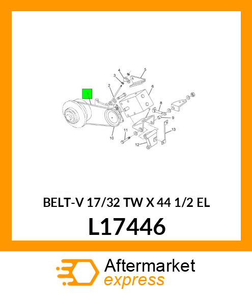 BELT-V 17/32 TW X 44 1/2 EL L17446