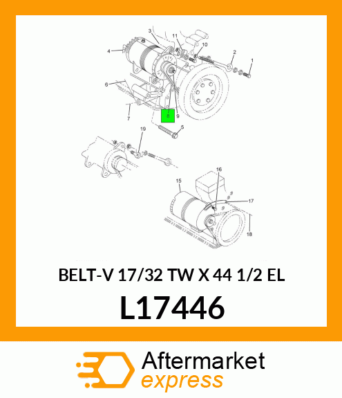 BELT-V 17/32 TW X 44 1/2 EL L17446