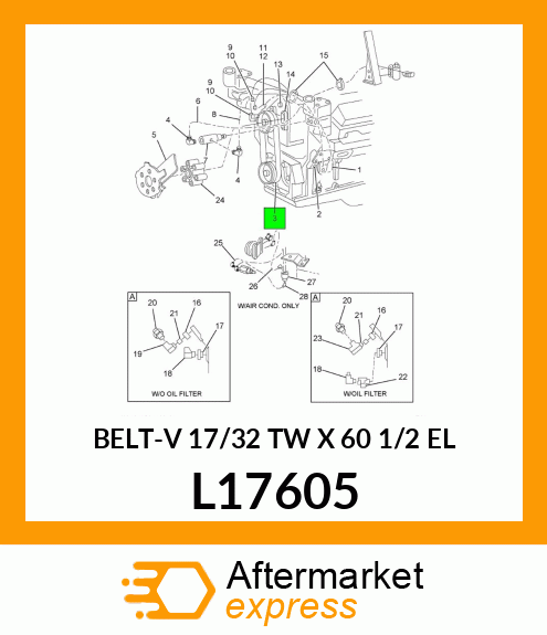 BELT-V 17/32 TW X 60 1/2 EL L17605