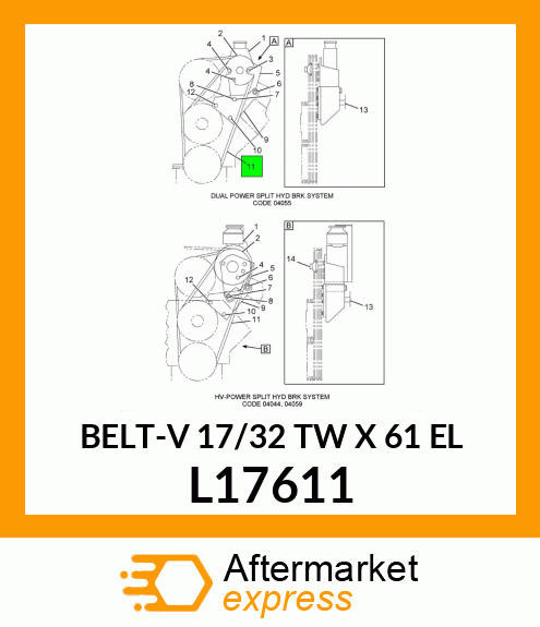 BELT-V 17/32 TW X 61 EL L17611