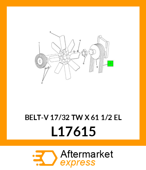 BELT-V 17/32 TW X 61 1/2 EL L17615