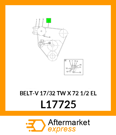 BELT-V 17/32 TW X 72 1/2 EL L17725
