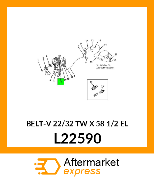 BELT-V 22/32 TW X 58 1/2 EL L22590
