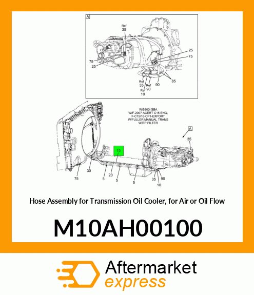 Hose Assembly for Transmission Oil Cooler, for Air or Oil Flow M10AH00100
