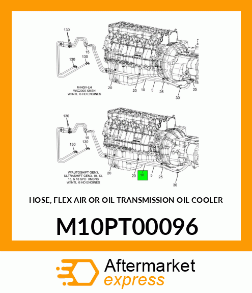 HOSE, FLEX AIR OR OIL TRANSMISSION OIL COOLER M10PT00096