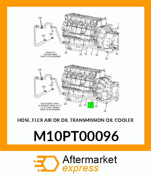 HOSE, FLEX AIR OR OIL TRANSMISSION OIL COOLER M10PT00096