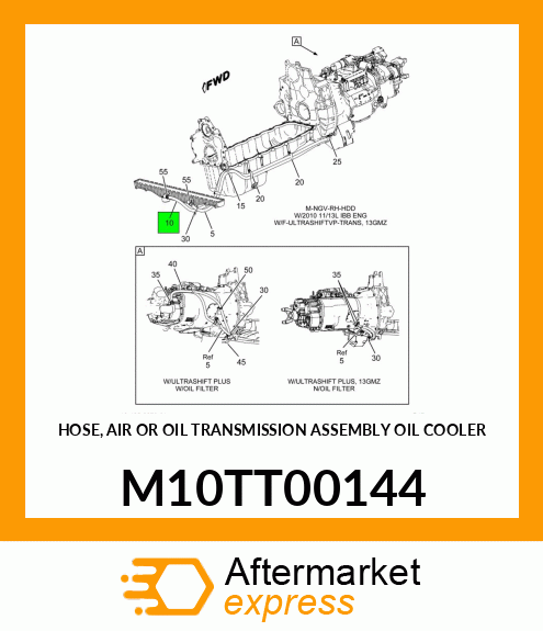 HOSE, AIR OR OIL TRANSMISSION ASSEMBLY OIL COOLER M10TT00144