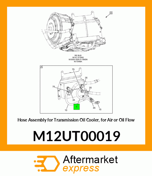 Hose Assembly for Transmission Oil Cooler, for Air or Oil Flow M12UT00019