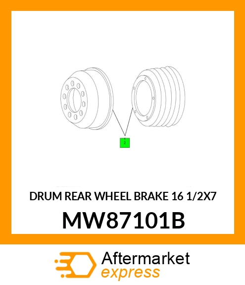 DRUM REAR WHEEL BRAKE 16 1/2X7 MW87101B