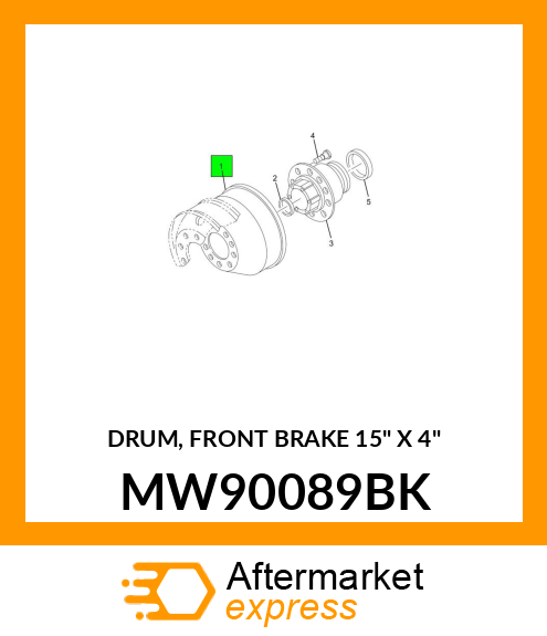 DRUM, FRONT BRAKE 15" X 4" MW90089BK