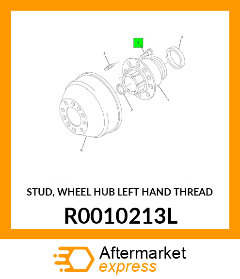 STUD, WHEEL HUB LEFT HAND THREAD R0010213L