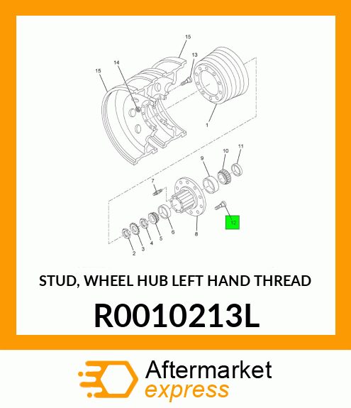 STUD, WHEEL HUB LEFT HAND THREAD R0010213L