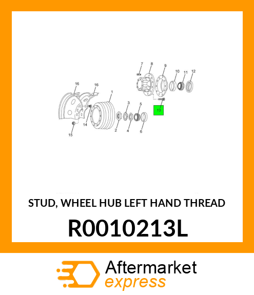 STUD, WHEEL HUB LEFT HAND THREAD R0010213L