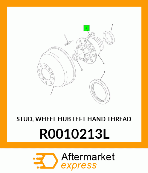 STUD, WHEEL HUB LEFT HAND THREAD R0010213L