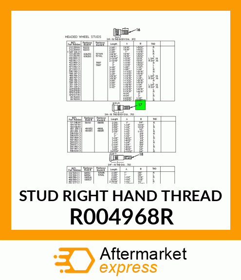 STUD RIGHT HAND THREAD R004968R