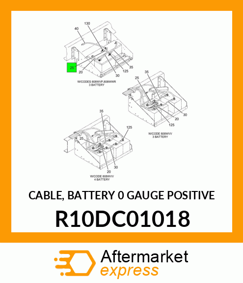 CABLE, BATTERY 0 GAUGE POSITIVE R10DC01018