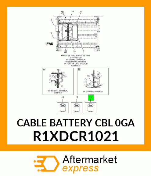 CABLE BATTERY CBL 0GA R1XDCR1021