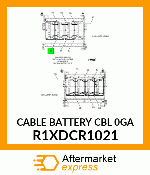 CABLE BATTERY CBL 0GA R1XDCR1021