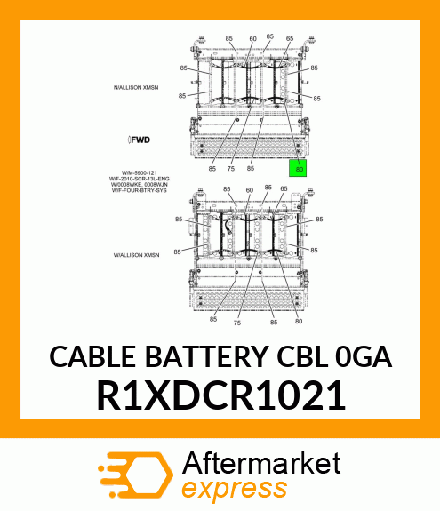 CABLE BATTERY CBL 0GA R1XDCR1021