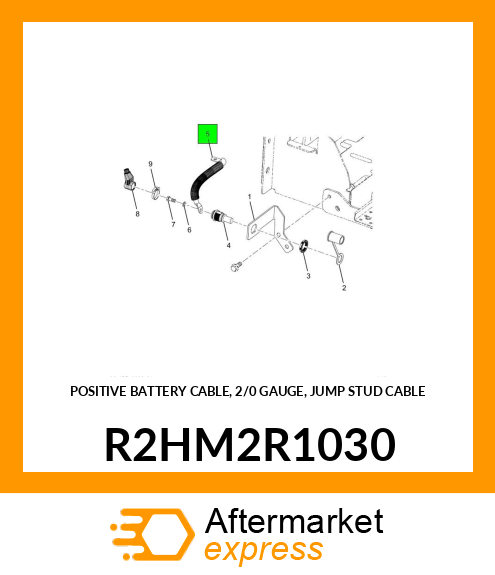 POSITIVE BATTERY CABLE, 2/0 GAUGE, JUMP STUD CABLE R2HM2R1030