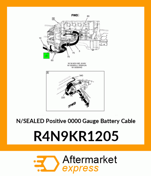 N/SEALED Positive 0000 Gauge Battery Cable R4N9KR1205