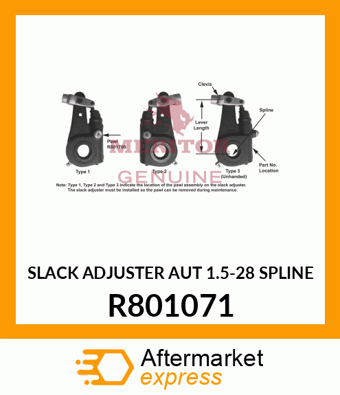 SLACK ADJUSTER AUT 1.5"-28 SPLINE R801071