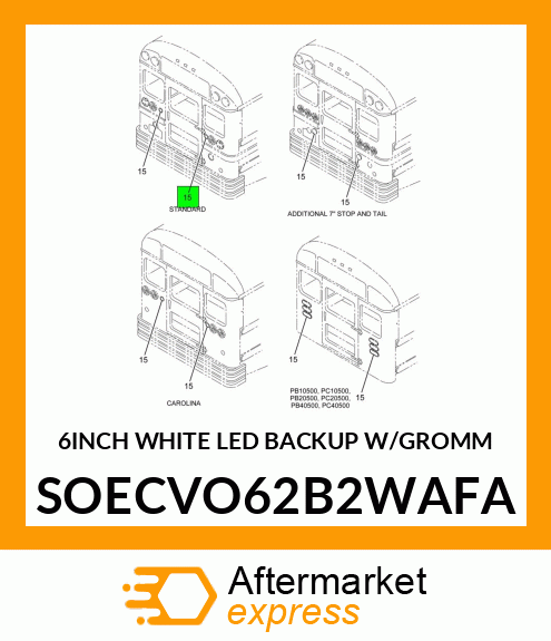 6INCH WHITE LED BACKUP W/GROMM SOECVO62B2WAFA