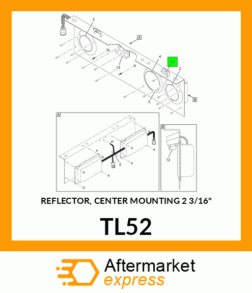 REFLECTOR, CENTER MOUNTING 2 3/16" TL52