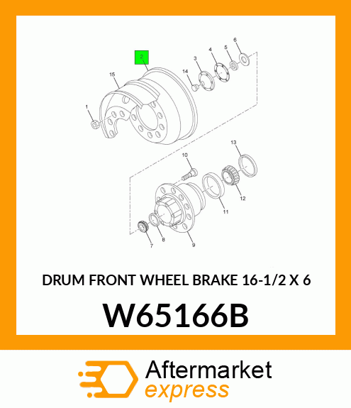 DRUM FRONT WHEEL BRAKE 16-1/2 X 6 W65166B