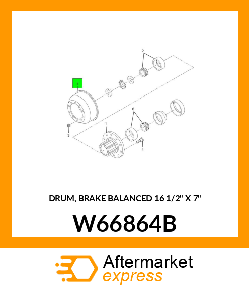 DRUM, BRAKE BALANCED 16 1/2" X 7" W66864B