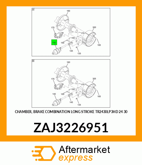 CHAMBER, BRAKE COMBINATION LONG STROKE TR2430LP3HD 24 30 ZAJ3226951